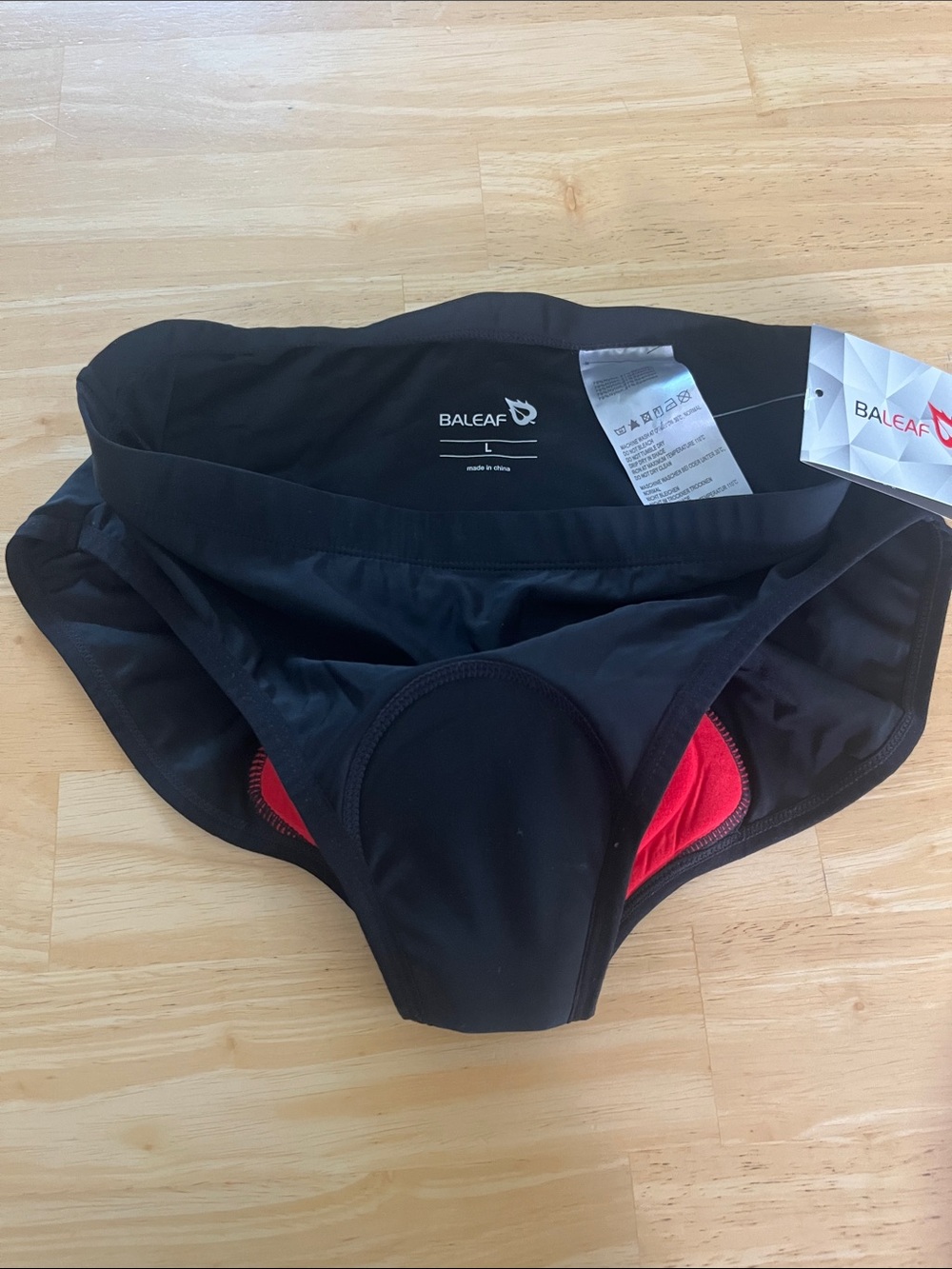 Baleaf Black & Red Padded Cycling Briefs